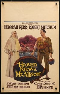 5h182 HEAVEN KNOWS MR. ALLISON WC 1957 John Huston, soldier Robert Mitchum with nun Deborah Kerr!