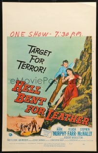 5h184 HELL BENT FOR LEATHER WC 1960 art of Audie Murphy with shotgun protecting Felicia Farr!