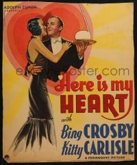 5h193 HERE IS MY HEART WC 1934 art of sexy Kitty Carlisle & waiter Bing Crosby serving a note!