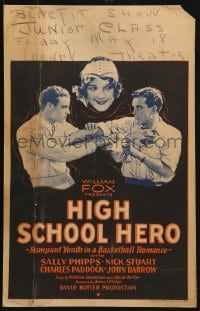 5h196 HIGH SCHOOL HERO WC 1927 first basketball movie, players fighting over sexy girl, ultra rare!