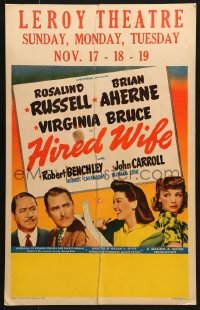 5h197 HIRED WIFE WC 1940 Brian Aherne torn between Virginia Bruce & Rosalind Russell!