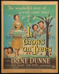 5h245 IT GROWS ON TREES WC 1952 Irene Dunne & Dean Jagger picking money from tree!