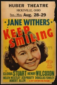 5h265 KEEP SMILING WC 1938 great portrait of happy juvenile actress Jane Withers!