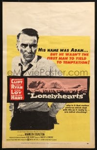 5h312 LONELYHEARTS WC 1959 guilt-ridden Montgomery Clift, from Nathaniel West's depressing novel!
