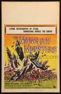 5h351 MONOLITH MONSTERS WC 1957 classic Reynold Brown sci-fi art of living skyscrapers of stone!