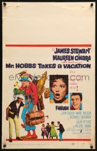 5h356 MR. HOBBS TAKES A VACATION WC 1962 great wacky full-length art of tourist Jimmy Stewart!