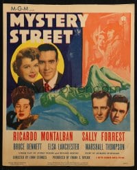 5h369 MYSTERY STREET WC 1950 John Sturges, Ricardo Montalban, sexy film noir artwork!