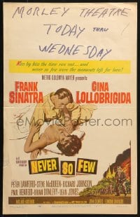5h378 NEVER SO FEW WC 1959 artwork of Frank Sinatra & sexy Gina Lollobrigida laying in bed!