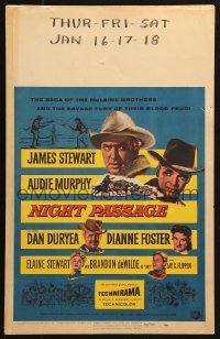 5h382 NIGHT PASSAGE WC 1957 no one could stop the showdown between Jimmy Stewart & Audie Murphy!