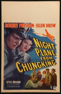 5h383 NIGHT PLANE FROM CHUNGKING WC 1943 great art of Robert Preston & Ellen Drew + plane overhead!