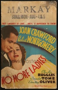 5h386 NO MORE LADIES WC 1935 great image of sexy Joan Crawford with Robert Mongtomery!