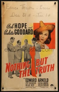 5h388 NOTHING BUT THE TRUTH WC 1941 Paulette Goddard with sombrero, Bob Hope, Edward Arnold, rare!