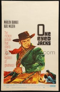 5h395 ONE EYED JACKS WC 1959 art of star & director Marlon Brando with gun & bandolier!