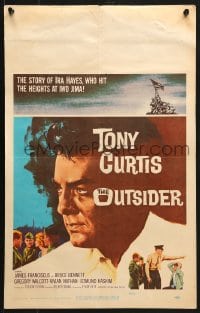 5h407 OUTSIDER WC 1962 great close up art of Tony Curtis as Ira Hayes of Iwo Jima fame!
