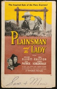 5h423 PLAINSMAN & THE LADY WC 1946 Wild Bill Elliott & Vera Ralston, Pony Express inspired epic!