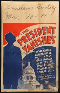 5h434 PRESIDENT VANISHES WC 1934 Edward Arnold, story of fake kidnapping of US President, rare!