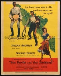 5h435 PRIDE & THE PASSION WC 1957 art of Cary Grant, Frank Sinatra w/whip & sexy Sophia Loren!