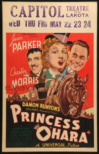 5h438 PRINCESS O'HARA WC 1935 art of Jean Parker, Chester Morris & Leon Errol, Damon Runyon, rare!