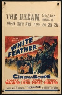 5h479 WHITE FEATHER WC 1955 art of Robert Wagner & Native American Debra Paget!