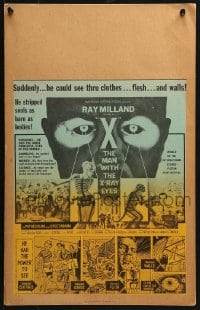 5h485 X: THE MAN WITH THE X-RAY EYES Benton WC 1963 Ray Milland strips souls & bodies, cool art!