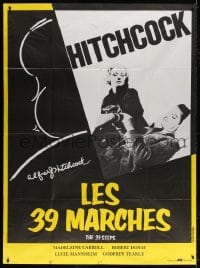 5j035 39 STEPS French 1p R1980s Robert Donat, Madeleine Carroll, cool art of Alfred Hitchcock!