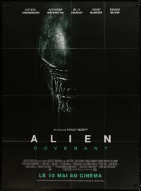 5j053 ALIEN COVENANT advance French 1p 2017 Ridley Scott, Fassbender, drooling monster close up!