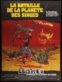 5j105 BATTLE FOR THE PLANET OF THE APES French 1p 1973 Tanenbaum art of war between apes & humans!
