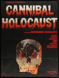 5j195 CANNIBAL HOLOCAUST French 1p 1981 gruesome Italian horror, wild different skull image!