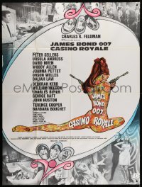 5j206 CASINO ROYALE French 1p 1967 Bond spy spoof, sexy psychedelic Kerfyser art + photo montage!