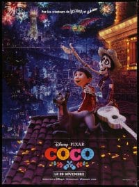 5j233 COCO advance French 1p 2017 great image on rooftop watching fireworks in the Land of the Dead!
