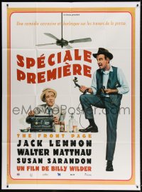5j362 FRONT PAGE French 1p R1990s art of Jack Lemmon & Walter Matthau, directed by Billy Wilder!