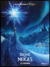 5j363 FROZEN advance French 1p 2013 great image of Elsa performing magic at night, Disney!