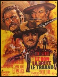 5j391 GOOD, THE BAD & THE UGLY French 1p R1970s Clint Eastwood, Van Cleef, Leone, Jean Mascii art!