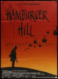 5j414 HAMBURGER HILL French 1p 1987 different silhouette art of soldier & helicopters by Philippe!