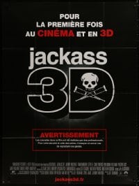 5j486 JACKASS 3D French 1p 2010 wacky stunts, great warning image with skull and crutches!