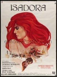 5j578 LOVES OF ISADORA French 1p 1969 best different art of sexy Vanessa Redgrave by Michel Landi!