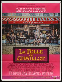 5j587 MADWOMAN OF CHAILLOT French 1p 1970 art of Katharine Hepburn & others sitting outside cafe!
