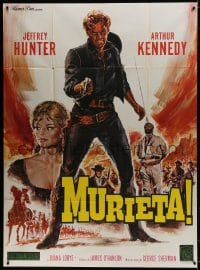 5j639 MURIETA French 1p 1965 Landi art of Jeffrey Hunter as the avenger who scourged all El Dorado!