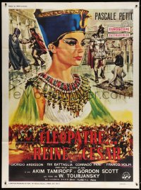5j728 QUEEN FOR CAESAR French 1p 1963 great Casaro art of sexy Pascale Petit as Cleopatra!