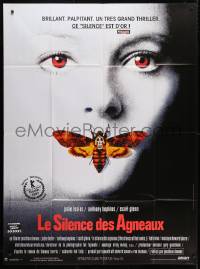 5j813 SILENCE OF THE LAMBS French 1p 1990 great image of Jodie Foster with moth over mouth!