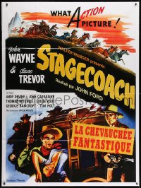 5j836 STAGECOACH French 1p R2010 art of John Wayne in the movie that made him a huge star!