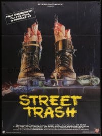 5j849 STREET TRASH French 1p 1987 completely different gruesome artwork of severed feet in boots!