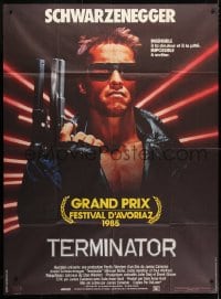 5j867 TERMINATOR CinePoster REPRO French 1p 1985 classic cyborg Arnold Schwarzenegger with gun!