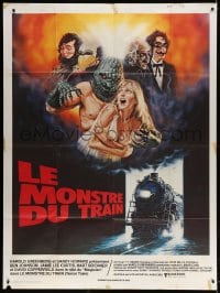 5j869 TERROR TRAIN French 1p 1981 great different art with monsters attacking sexy sorority girl!