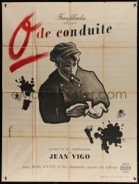 5j998 ZERO DE CONDUITE French 1p R1946 Jean Vigo juvenile delinquent classic, art by Jean Colin!