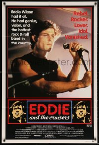 5k304 EDDIE & THE CRUISERS Aust 1sh 1983 Michael Pare on stage w/microphone, rock 'n' roll!