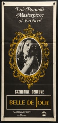 5k393 BELLE DE JOUR Aust daybill R1970s Luis Bunuel's Masterpiece of Erotica, sexy Catherine Deneuve!