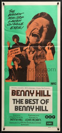 5k396 BEST OF BENNY HILL Aust daybill 1981 great image of the English comedian w/sexy women!