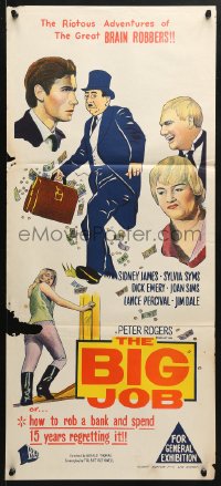 5k401 BIG JOB Aust daybill 1965 Sid James, Sylvia Syms, cool artwork of money & cast!
