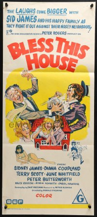 5k407 BLESS THIS HOUSE Aust daybill 1972 great portrait of English comic actor Sidney James!